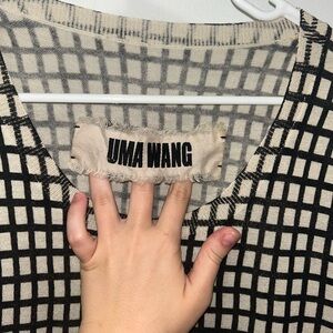 Uma Wang Black and Cream Checkered dress